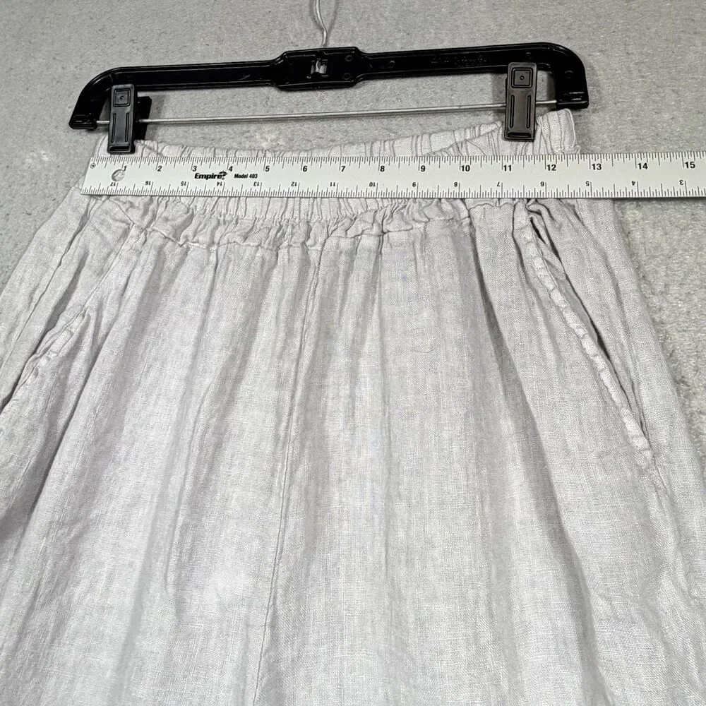 Tempo Paris Pants Women’s Size Medium 100% linen Lightweight Elastic Waistband